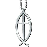 Ichthus Fish wth Cross Auto Mirror Ornament