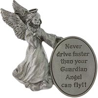 Never Drive Faster Guardian Angel Oval Visor Clip