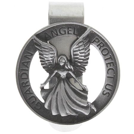 2 1/2 Visor Clip of Guardian Angel-Protect My Daughter Genuine Pewter Antique Finish WJ Hirten V-5082 