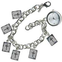 Ladies Watch Silver Cross Lockets Bracelet