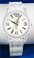 Men's Large Silver Rhinestone Cross Watch