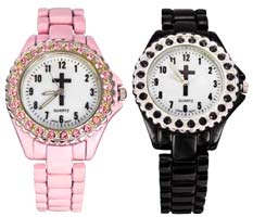 Womans Rhinestone Cross Dial Watches