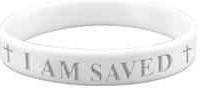 I Am Saved White Silicone Bracelet Christian