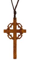 Cross with Crown Wood Necklace 