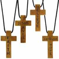 Wood Cross Necklaces 