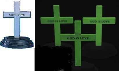 God is Love Glow in Dark Cross on Desk Stand