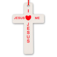 Jesus Loves Me Cross Necklace  -  White