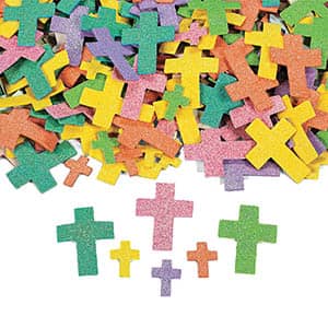 500 Piece Mega Bulk Glitter Cross Foam Craft Kit Stickers