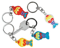 Jesus Fish Christian Key Chains - Rubber