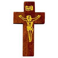 Crucifix Engraved Wood Pocket Cross