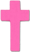 Womans Pink Wood Cross 1 5/8 Inch Tall