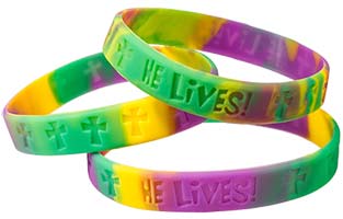 He Lives Rubber Bracelets - Easter Bracelets (Pack of 12)