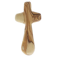 Olive Wood Hand Praying Cross, Comfort Cross
