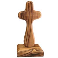 Olive Wood Comfort Cross & Stand - Prayer Cross, Hand Cross