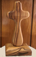Wood Hand Prayer Cross with Stand Comfort Edged