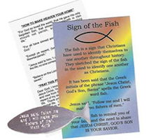 Sign Of The Fish Pocket Card with Aluminum Fish (Pkg of 50)