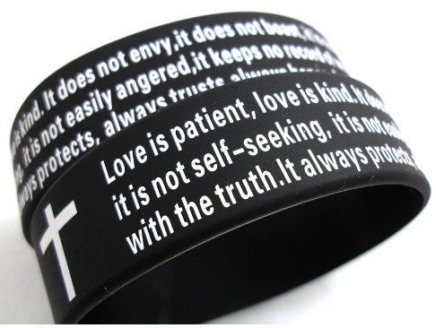 Love Is Patient Kind Silicone Bracelet Wide Black Pink Love Is Patient Kind Silicone Bracelet