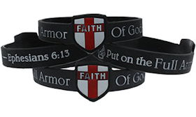 Armor Of God Black Faith Shield Silicone Bracelet 