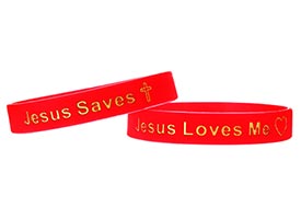 Jesus Saves-Jesus Loves Me Silicone Bracelet (Pkg of 12)