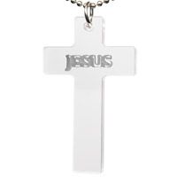 Clear Lucite Jesus Cross Necklace (Pkg of 12)
