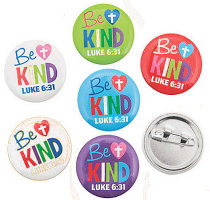 Be Kind Mini Heart Cross Buttons  (Pkg of 24)